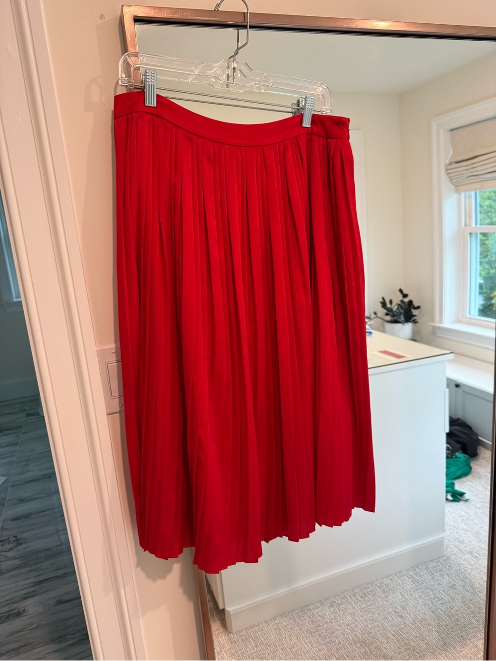 Banana Republic Red Pleated Midi Skirt